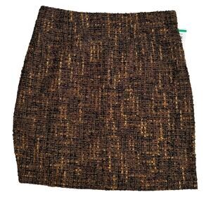 AMANDA + CHELSEA $98 Modern Fit Brown Gold Tweed Like Pencil Skirt